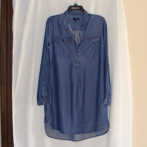 GAP Medium Chambray Blue Long Sleeve DENIM Style SHIRTDRESS Sz MEDIUM - Picture 1 of 7